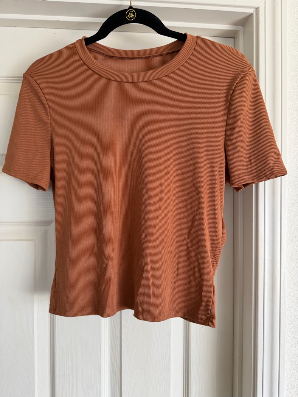 SHEIN Rust Short Sleeve Ribbed Tee